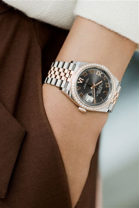 34mm rolex on woman's wrist|Rolex datejust 36 with diamonds.